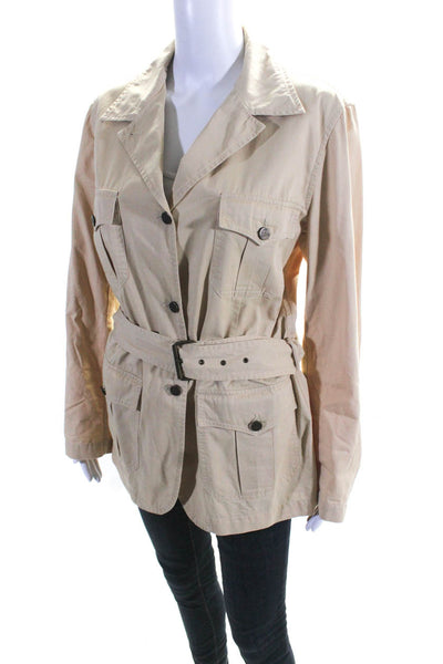 Henry Cottons Women's Button Up Jacket Belted Beige Jacket Size 48