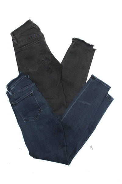 Frame Denim Women's Skinny Jeans Black Blue Size 25 26 Lot 2