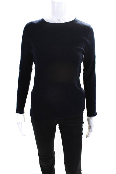 Tuckernuck Women's Mock Neck Ribbed Pullover Sweater Navy Size M