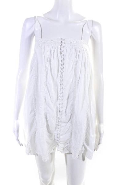 YFB Womens Button Front Lace Trim Mini Shift Dress White Size Extra Small