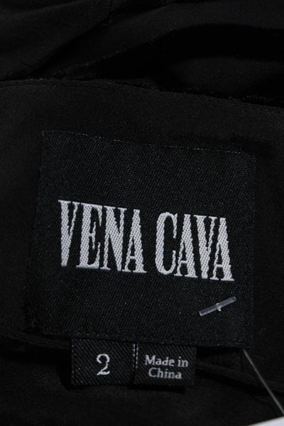 Vena Cava Womens Velvet Striped Silk Spaghetti Strap High Low Dress Black Size 2