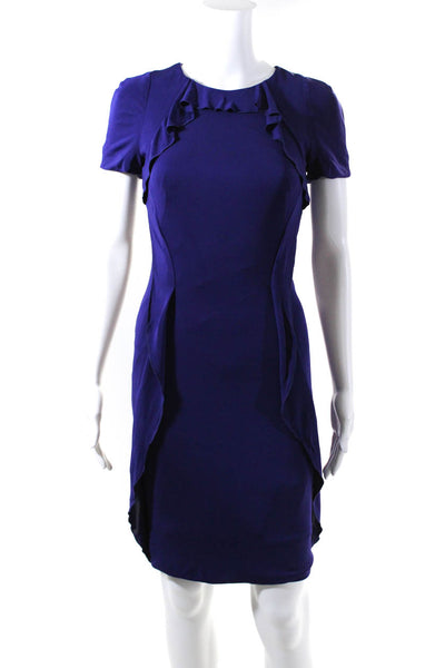 Karen Millen Womens Ruffled Short Sleeve Dress Purple Size 4
