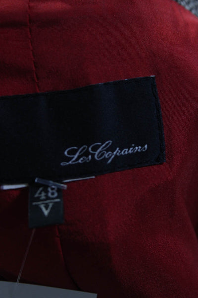 Les Copains Womens Herringbone Wool Notched Collar Blazer Jacket Brown Size 48