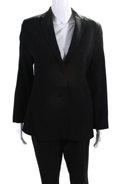 Les Copains Womens Wool Notched Collar Blazer Jacket Pants Suit Black Size 44