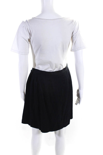 Les Copains Womens Cotton Notched Collar Blazer Jacket Skirt Suit Navy Size 42