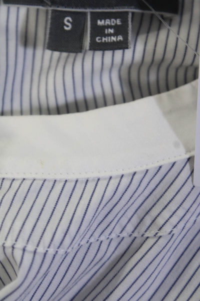 Vince Womens Cotton Striped Button Up Shirt Dress Blue Size S