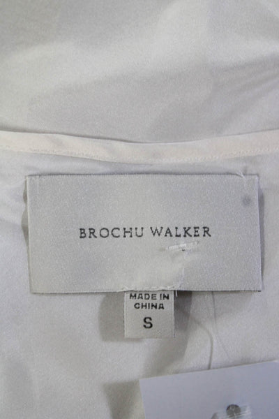Brochu Walker Womens Silk Satin V-Neck Tank Top Blouse White Size S