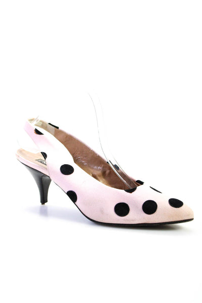 Maud Frizon Womens Polka Dot Pointed Toe Slingbacks Pumps Pink Black Size 40 10