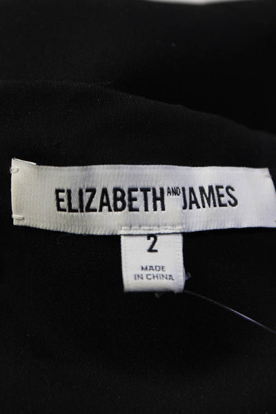 Elizabeth and James Womens Back Zip Short Sleeve Cold Shoulder Top Black Size 2