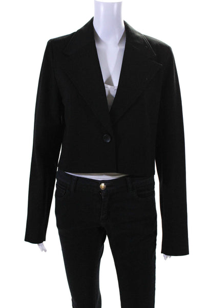 Central Park West Women's One Button Cropped Blazer Black Size L