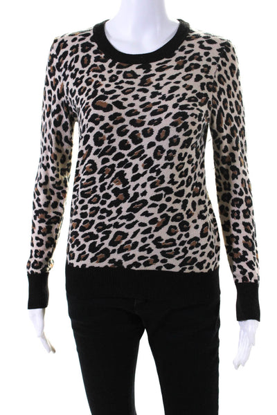 Scoop Womens Scoop Neck Leopard Printed Sweatshirt Brown Black Size Extra Small