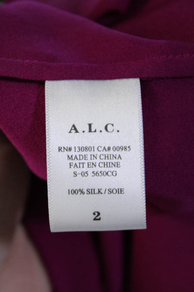 ALC Womens Sleeveless Layered High Neck Silk Blouse Fuschia Size 2