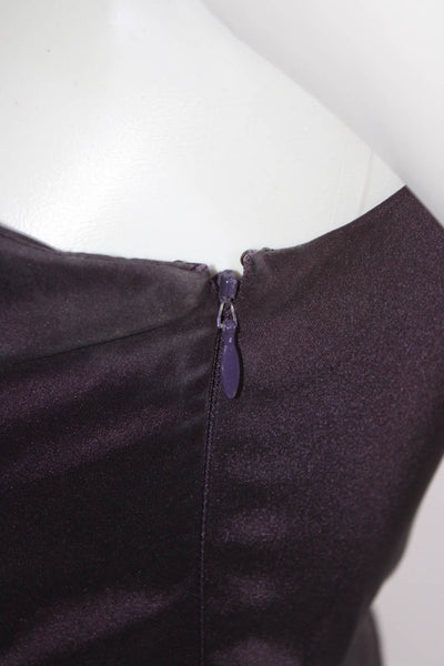 Rolando Santana Womens Purple Ruffle Scoop Neck Sleeveless Wiggle Dress Size M