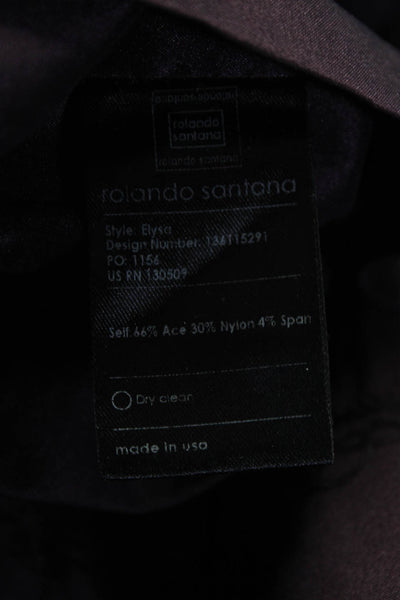 Rolando Santana Womens Purple Ruffle Scoop Neck Sleeveless Wiggle Dress Size M