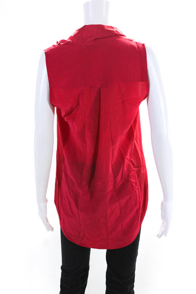 BCBGMAXAZRIA Womens Red Silk Cowl Neck Sleeveless Hi-Low Blouse Top Size XS