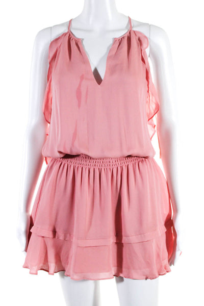 Parker Womens Silk Ruffled Sleeveless A Line Dress Pink Size Small