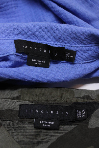 Sanctuary Womens Cotton Long Sleeve Button Up Shirts Green Blue Size 2XS S Lot 2
