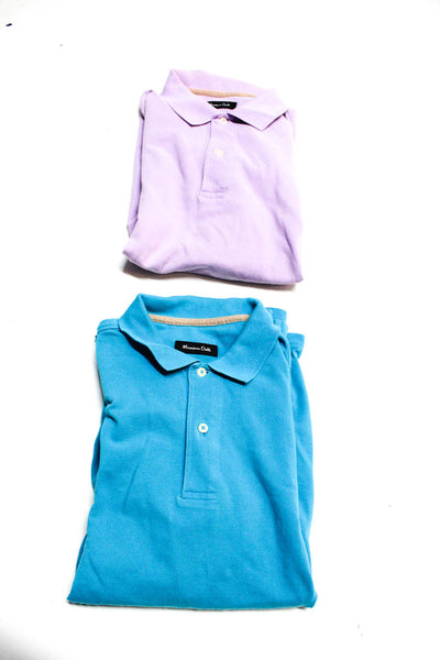 Massimo Dutti Womens Cotton Short Sleeve Polo Shirts Blue Purple Size M Lot 2