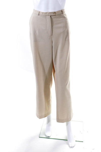 Les Copains Womens Solid Pleated Pocket Wide Leg Dress Pants Beige Size 44
