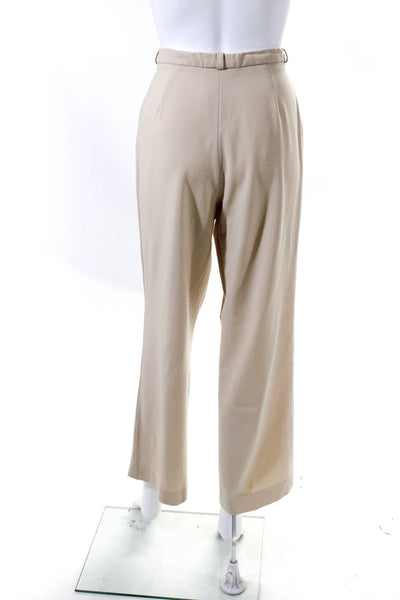 Les Copains Womens Solid Pleated Pocket Wide Leg Dress Pants Beige Size 44