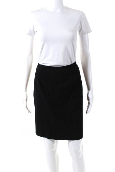 Les Copains Womens Solid Slit A Line Knee Length Skirt Black Size 46