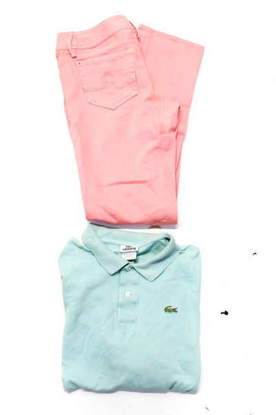 Lacoste Lilly Pulitzer Mens Cotton Polo Shirt Pants Blue Pink Size L/10 Lot 2