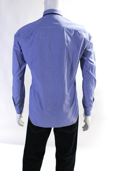 The Kooples Mens Cotton Check Print Hidden Placket Dress Shirt Blue White Size S