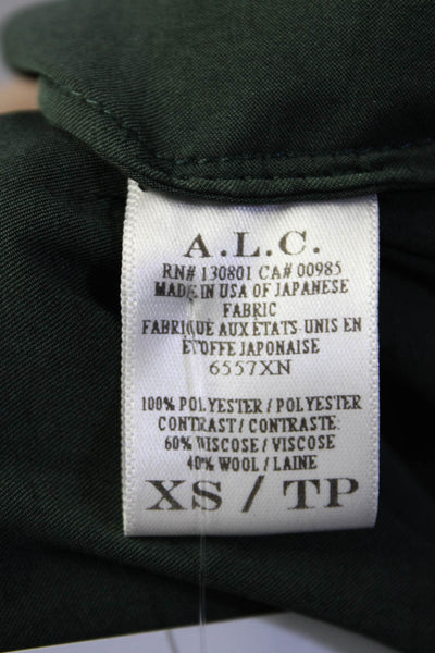 ALC Womens Halter Neck Ruched Peplum Asymmetrical Midi Dress Green Size XS