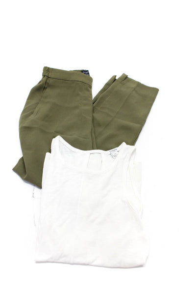 J.Crew Women's Tank Top White Green Pant Lot 2 Size XXS