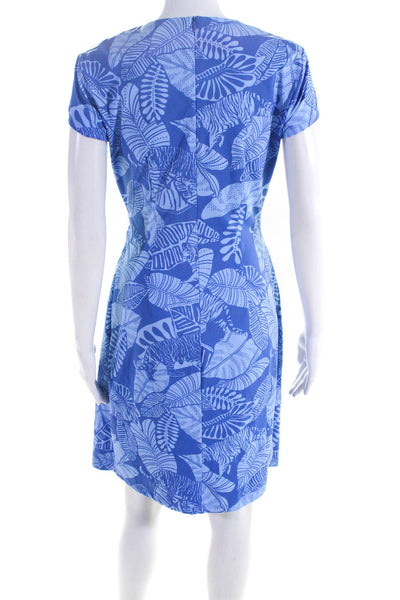 J. Mclaughlin Women's Printed Side Tie Short Sleeve Mini Dress Blue Size XS
