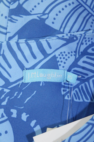 J. Mclaughlin Women's Printed Side Tie Short Sleeve Mini Dress Blue Size XS