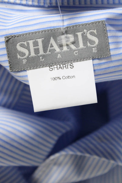 Sharis Men's Stripped Collared Button Down Blue  Size XL
