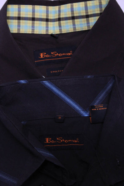 Ben Sherman Mens Long Sleeve Button Up Shirt Brown Size Medium Large Lot 2