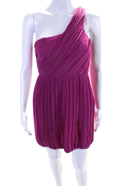 Theory Womens Pink Silk Pleated One Shoulder Shift Dress Size 2