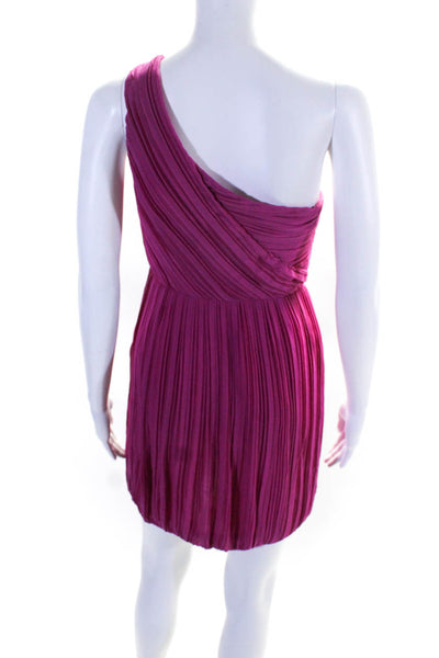 Theory Womens Pink Silk Pleated One Shoulder Shift Dress Size 2