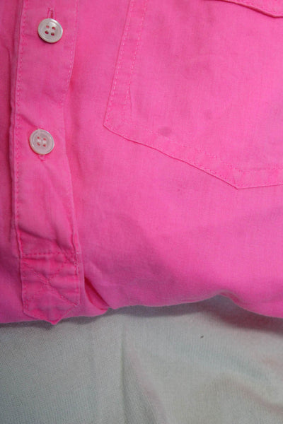 J Crew Womens Sweater Bright Pink Collar Long Sleeve Button Down Shirt Size 2 S