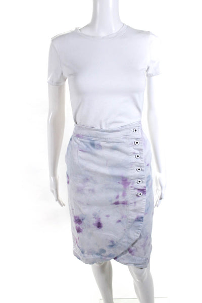Anthropologie Womens Cotton Tie-Dye Print Wrap Denim Skirt Purple Size 6