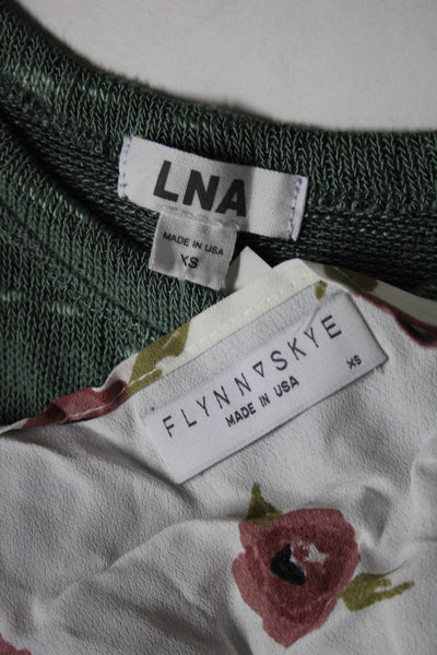 Flynn Skye LNA Womens Tank Top Wrap Blouse Shirts White Green Size XS Lot 2