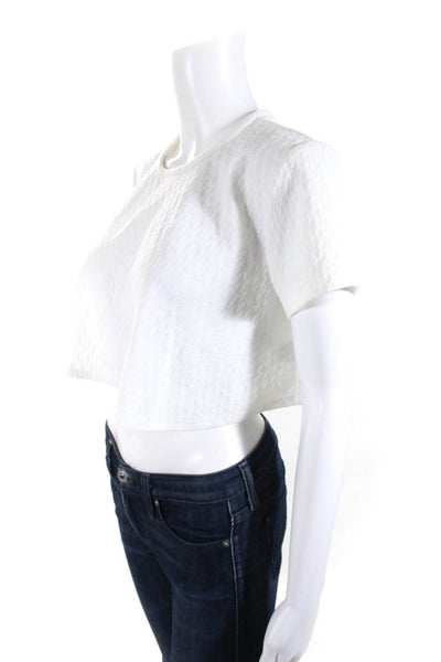 Torn by Ronny Kobo Womens Cropped Short Sleeve Tee Shirt Top White Size XS