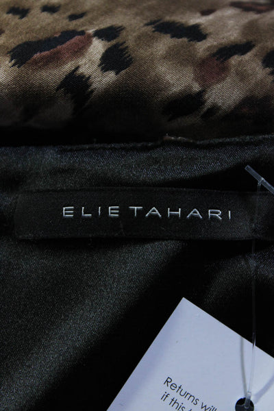 Elie Tahari Womens Silk Abstract Pattern Straight Mini Pencil Skirt Brown Size 2