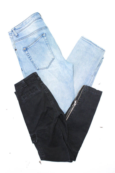 J Brand Ksubi Womens Zip Front Solid Cotton Pants Black Blue Size 24/32 Lot 2