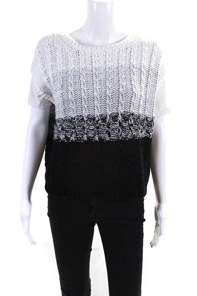 Tibi Womens Scoop Neck Sleeveless Colorblock Cotton Sweater Multi Size Small