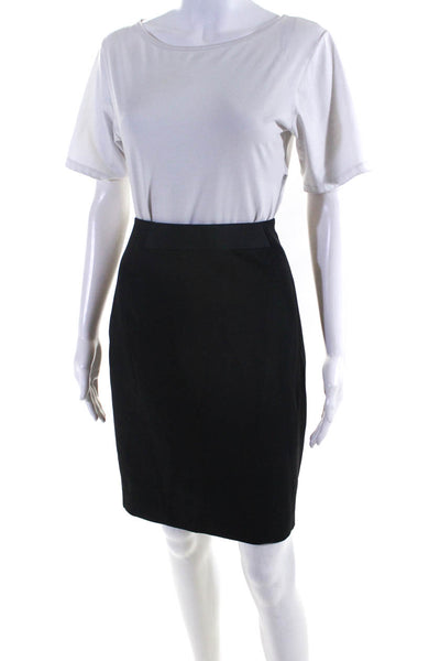 Tahari Womens Zip Back Solid Midi Pencil Skirt Black Size 10