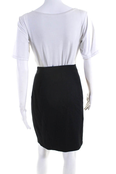 Tahari Womens Zip Back Solid Midi Pencil Skirt Black Size 10