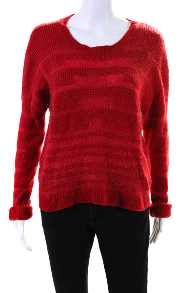 Intermix Womens Pullover Scoop Neck Oversized Sweatshirt Red Wool Size Medium