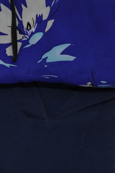Vince Yumi Kim Womens Floral Long Sleeve Silk Shirts Blue Size XS Small Lot 2