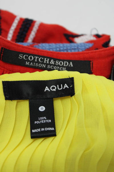 Scotch & Soda Aqua Womens Embroidered Pleated Tops Red Yellow Petite Small Lot 2