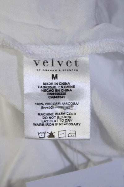 Velvet by Graham & Spencer Womens Smocked Long Sleeve Blouse White Size Medium