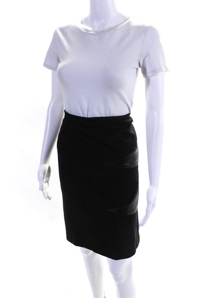 Alfani Womens Black Vegan Leather Trim Zip Back Pencil Skirt Size 8