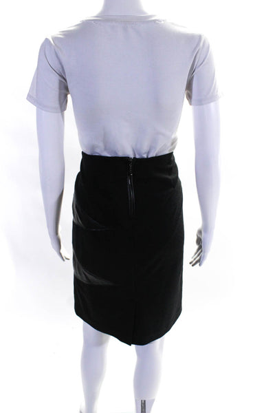 Alfani Womens Black Vegan Leather Trim Zip Back Pencil Skirt Size 8